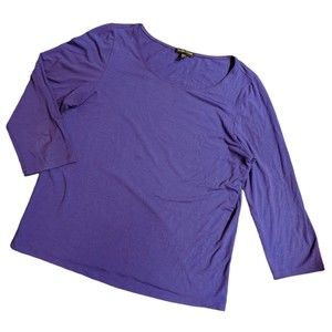 EILEEN FISHER Womens 3/4 Sleeve T Shirt Blouse Top Purple Size M Rayon Viscose